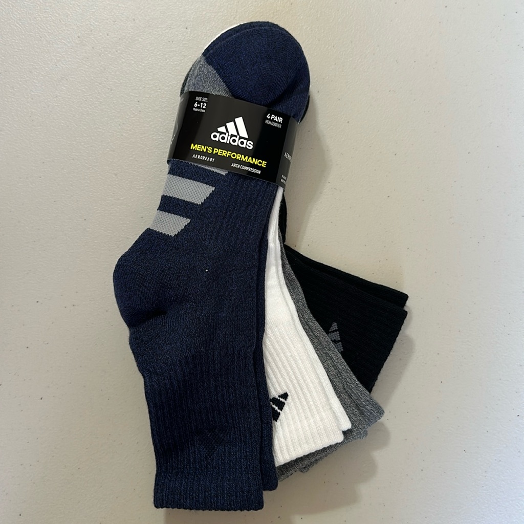 Adida Mens Performance Socks 4 Pairs Size 612 Nwt